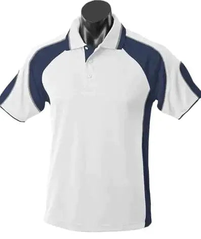 Aussie Pacific Murray Junior School Uniform Polo Shirt 3300 Casual Wear Aussie Pacific White/Navy/Ashe 6